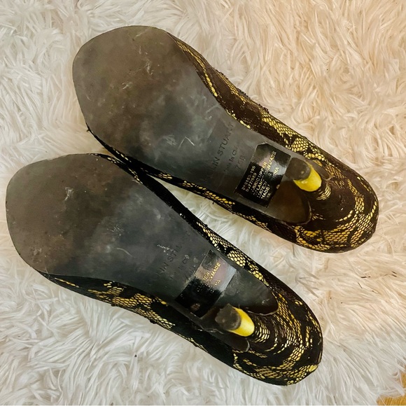 Colin Stuart Y2K Yellow & Black Lace Pump StilettoHeel Leopard Print Insoles - Picture 10 of 10